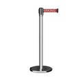 Montour Line Retractable Belt Rolling Stanchion, 2ft Pol.Steel Post  9ft. NoPa ME530-PS-NOPARRW-90